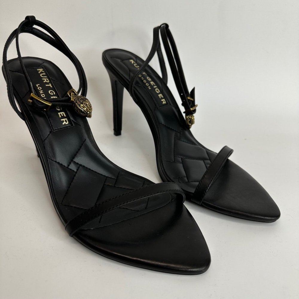 Kurt Geiger Womens Shoreditch Sandal Black Leather Ultra High Stiletto 9.5 M New
